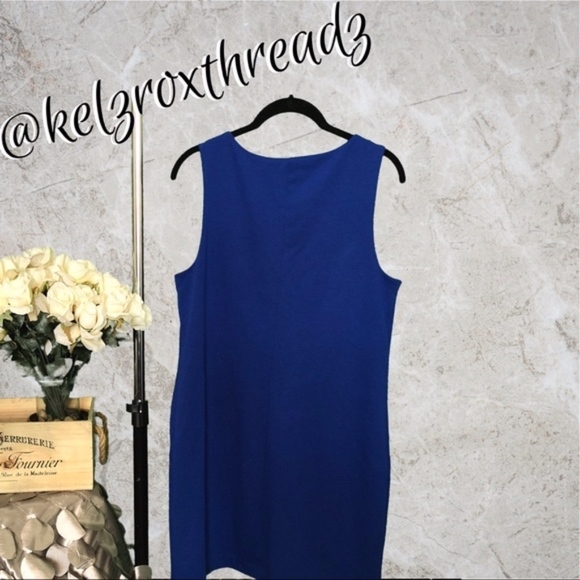 Banana Republic Blue Sleeveless Zip Sheath Dress SZ M - Picture 5 of 5
